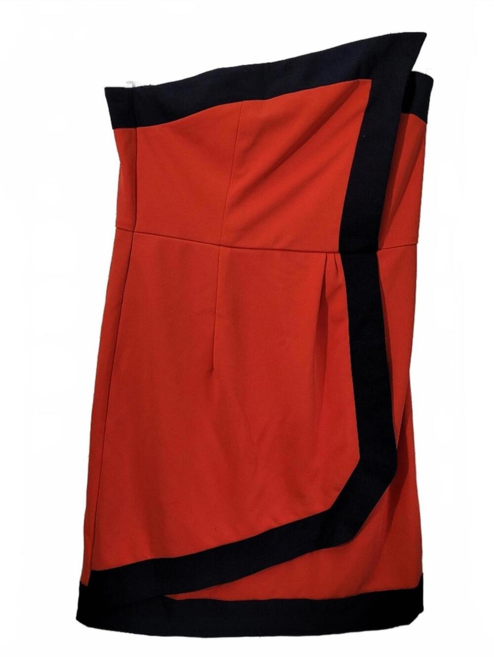 C Luce Ladies Orange Navy Blue Trim Mini Dress Cocktail Evening Wear Classic Str
